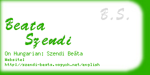 beata szendi business card