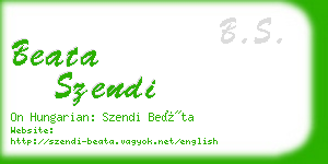 beata szendi business card